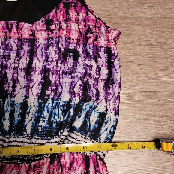 cato Watercolor Maxi Dress M Slinky Knit Stretch Waist Colorful Boho - Picture 11 of 12